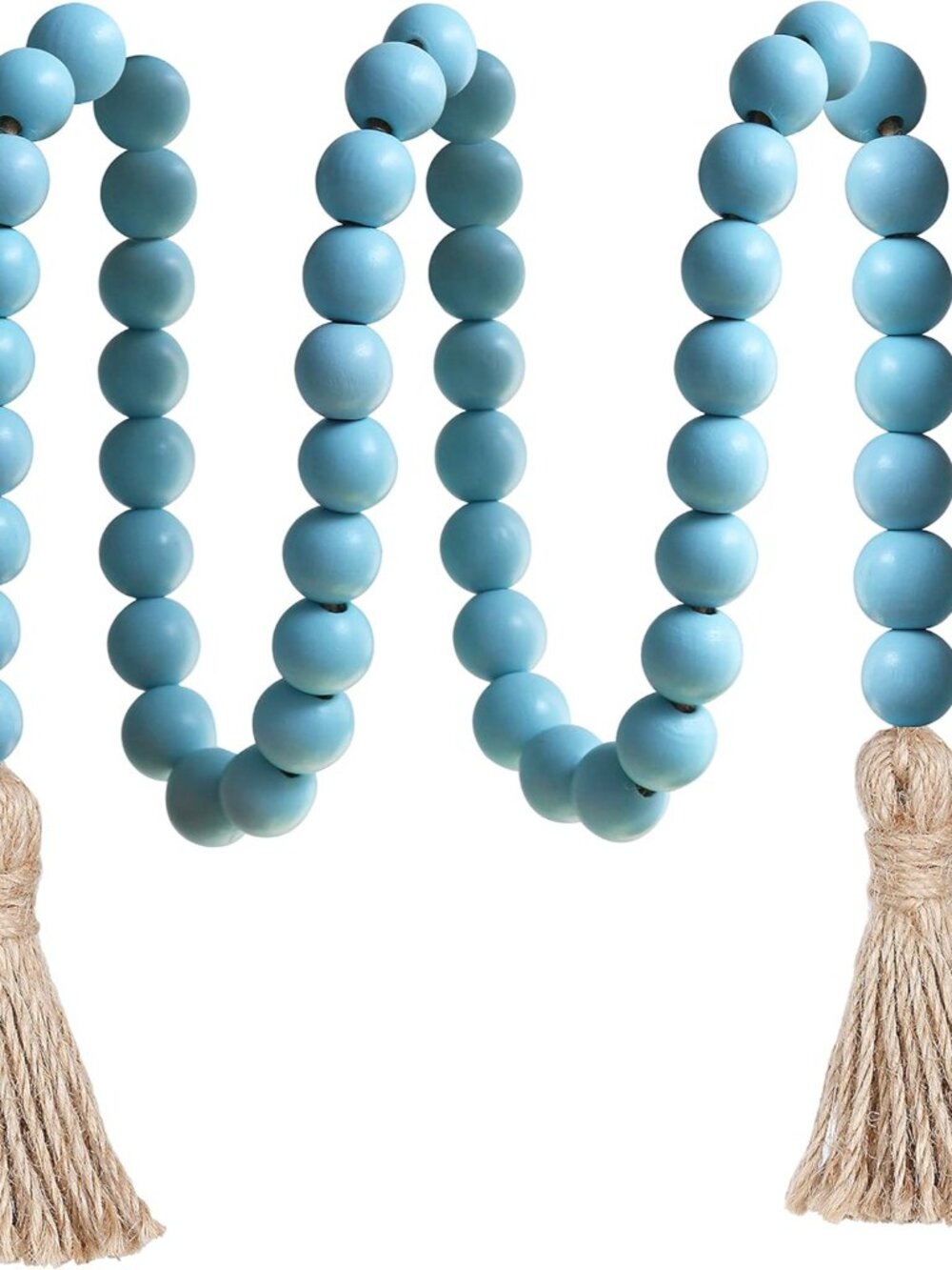 39in Wood Bead Garland Farmhouse with Tassels,Versatile Prayer Beads Boho Chic W